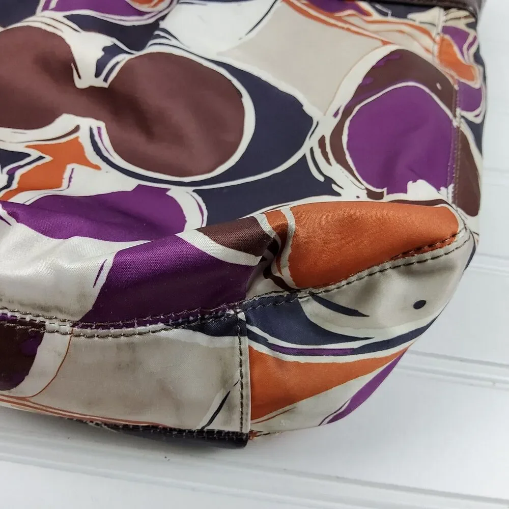 Coach Ashley F20016 Hand Drawn Scarf Print Shoulder Handbag Purse Crossbody